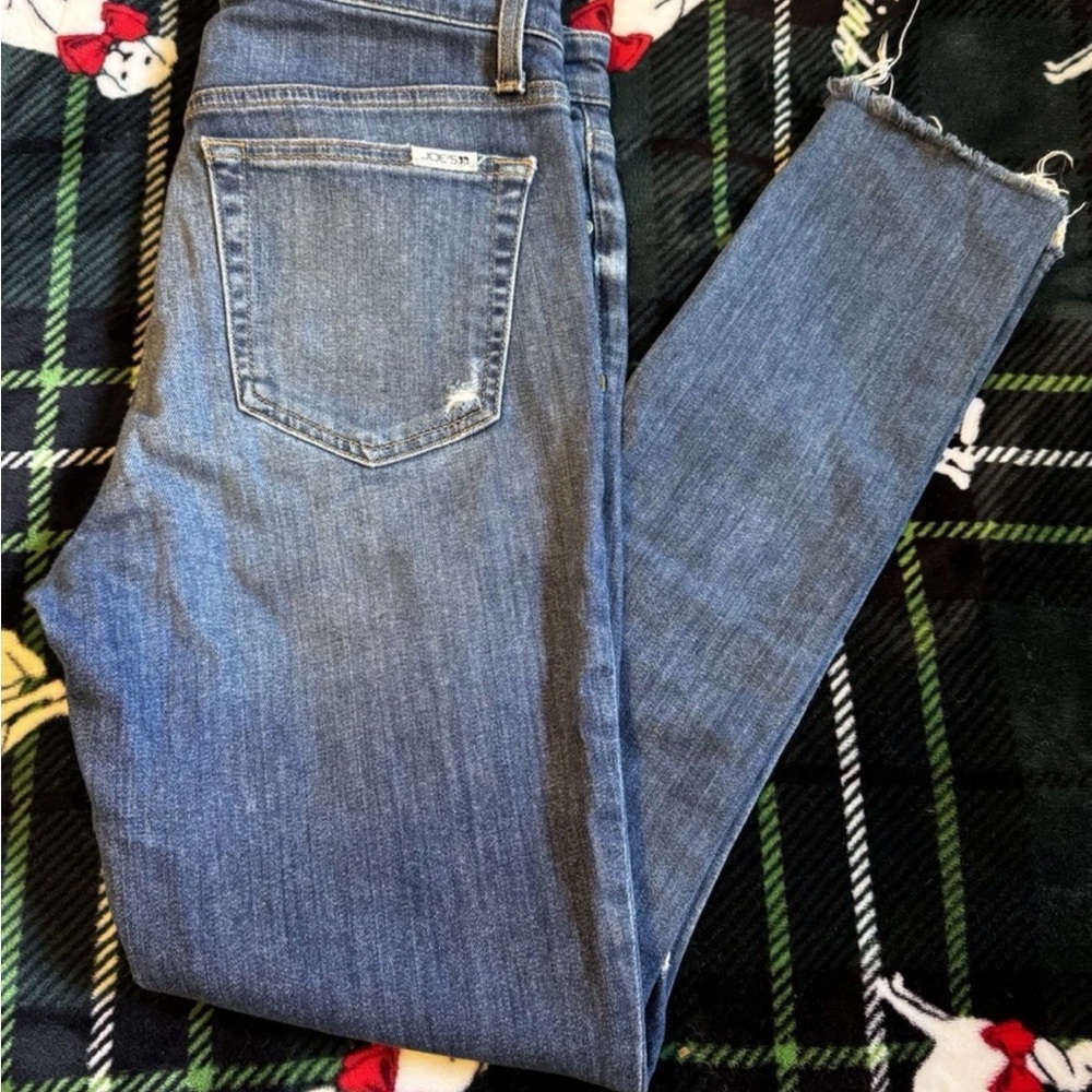Joe's Women Jean 27 Blue Cotton Skinny High Rise Distressed Ankle Fit Denim - Picture 2 of 6